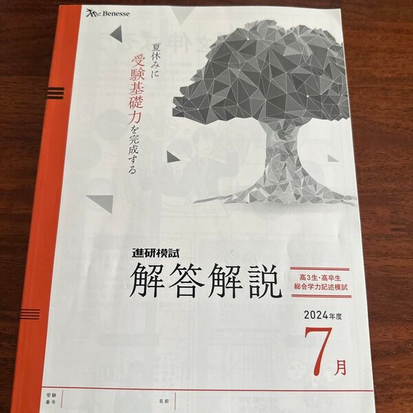 進研模試 解答解説 2024年度7月号 高3・高卒生 総合学力記述模試