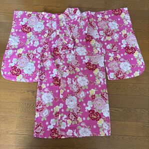 女の子 浴衣 ピンク 花柄 ウサギ柄 100