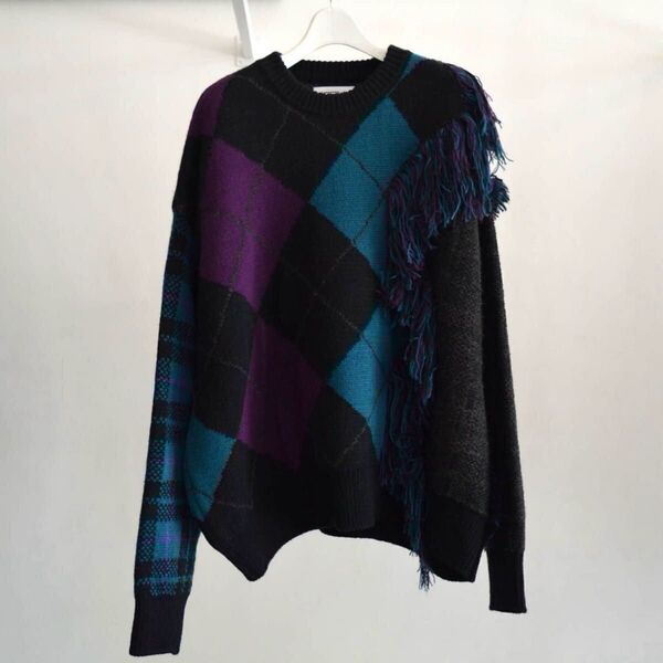 KIDILL rurumu: Destroy Argyle Tartan Pullover Knit ニット キディル ルルムウ