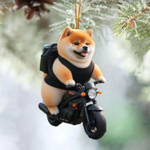 柴犬 チャーム アクリル ストラップ 両面 バイク アクセサリー キーホルダー わんちゃん バイク乗り
