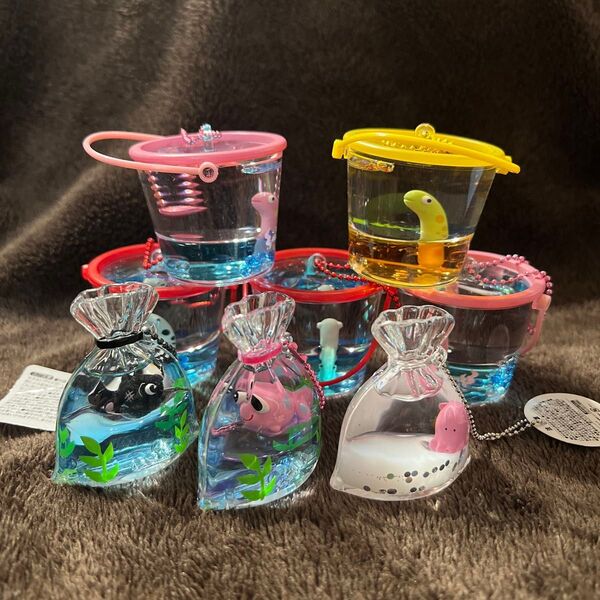 オイルチャーム バケツ チンアナゴ 金魚すくい めんだこ 8個 新品 匿名発送