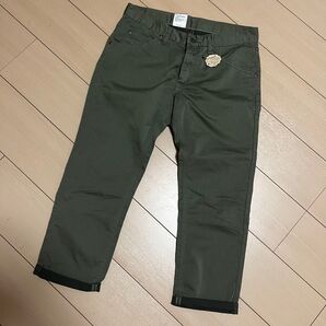 値下げ 新品 Lee リー クロップドパンツ グリーン Mサイズ7部丈 32インチ ライダース