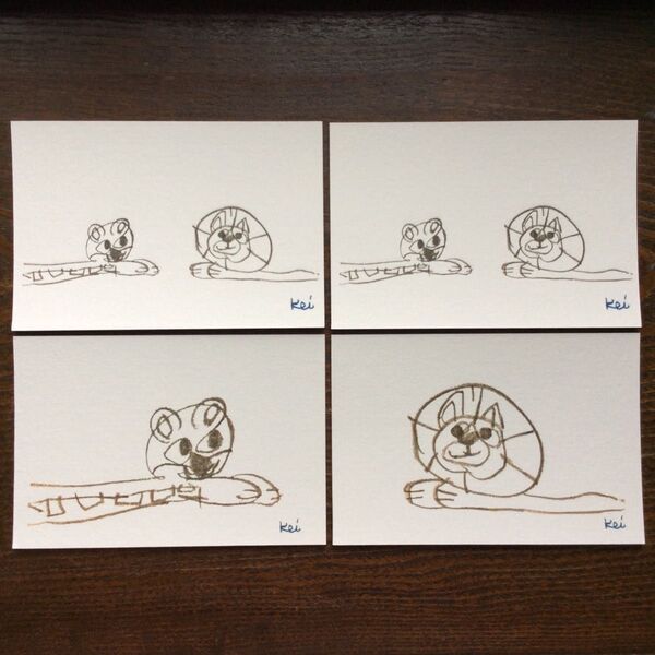 自閉症アーティスト"Keiちゃん"イラストポストカードセット みつめあい
