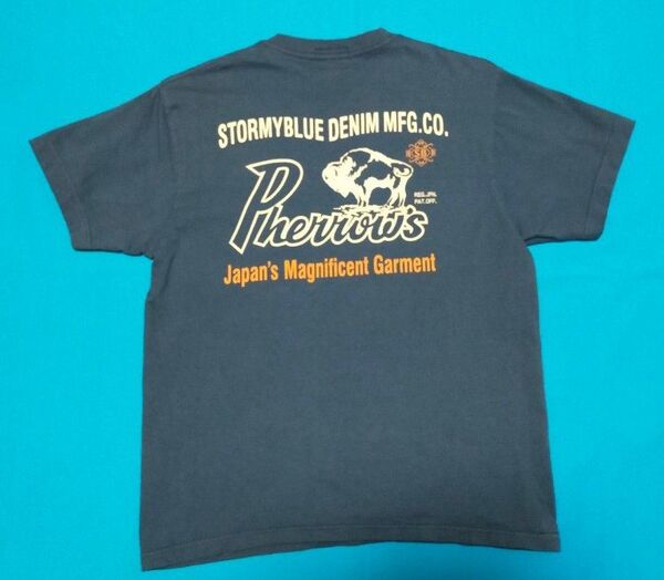 Pherrow's フェローズ Tシャツ サイズME 美品 ネイビー STORMY BLUE