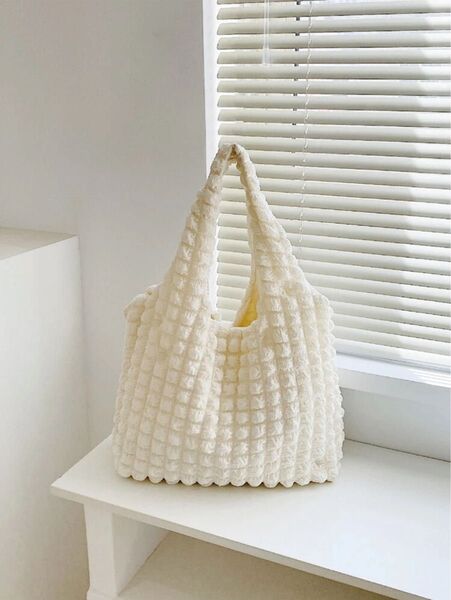 ショルダーバッグ ぽこぽこ ショルダートートバッグ 大容量 レディース ベージュ SHEIN