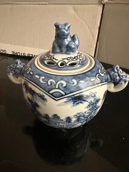 【コレクション】 九谷焼 万象 香炉 茶道具 美術品 アンティーク 狛犬デザイン お香