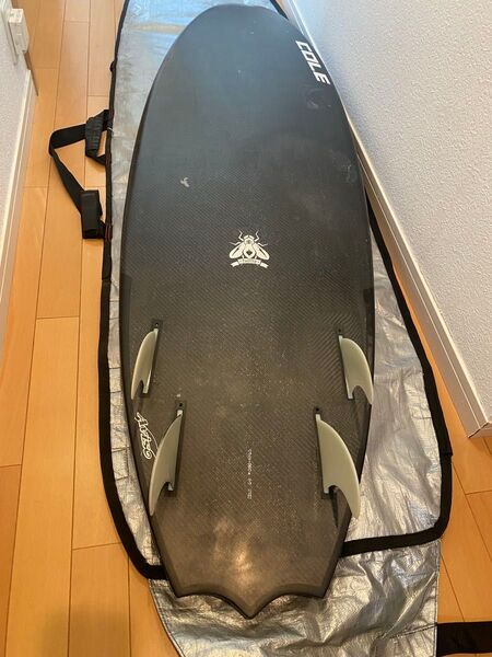 手渡しのみCOLE サーフボード カーボン 中古 カバー、フィンセット