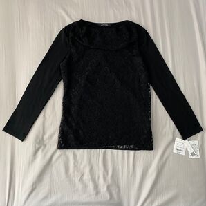 【新品タグ付き】MADAM JOCONDE トップス カットソー レース 黒 M 日本製