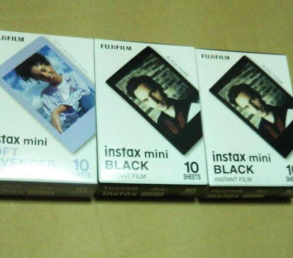 instax mini チェキフィルム ブラック 20枚 ソフトラベンダー 10枚 合計30枚