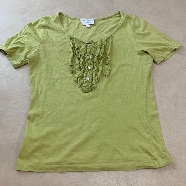 ローラアシュレイ 緑 トップス Tシャツ フリル 半袖Tシャツ M 半袖 LAURA ASHLEY