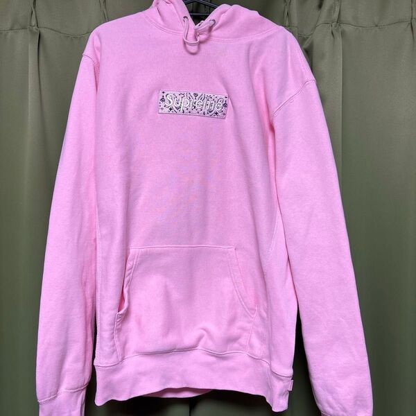 シュプリーム SUPREME Bandana Box Logo Hooded Sweatshirt パーカ ピンク XLサイズ