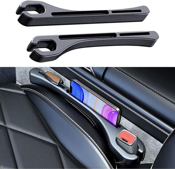 隙間収納ボックス 車 サイドポケット シート隙間収納 カーシート 隙間埋め 2個セット (ブラック2個)