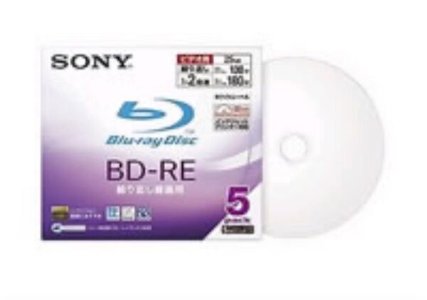 SONY (BD-RE 2倍速 5枚) 多彩なラインアップのブルーレイディスク (BD-RE 1層:2倍速)繰り返し録画用①