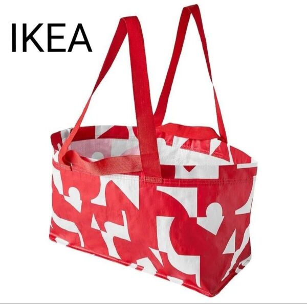 IKEA イケア LIGGBS リッグボース ホワイト/レッド 1枚 トートバッグ エコバッグ