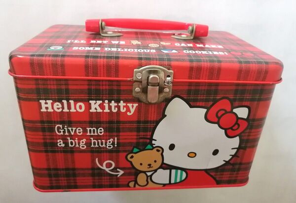 希少品 激レア 缶ケース 平成レトロ ハローキティ チェック柄 レトロ缶バッグ キティちゃん 小物入れ