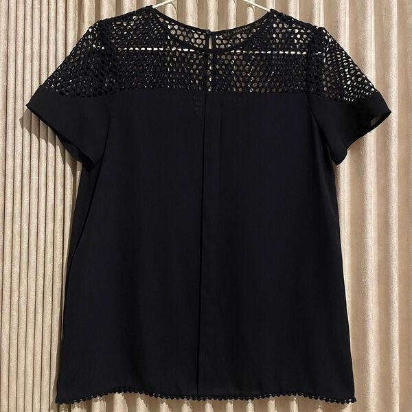 ZARA ザラベーシック レディース トップス レース 半袖 ネイビ