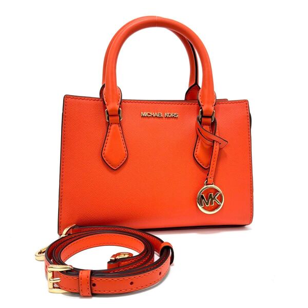 マイケルコース シェイラ ハンドバッグ ショルダーバッグ 2way オレンジ ゴールド レザー チャーム MICHAEL KORS