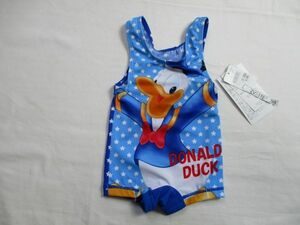 ZV790【Disney】baby　ドナルド　新品　ストレッチ　水着　ワンピース　男児　青・濃青　70