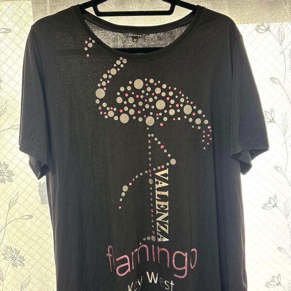 VALENZA フラミンゴ柄 Tシャツ ブラック 48 美品