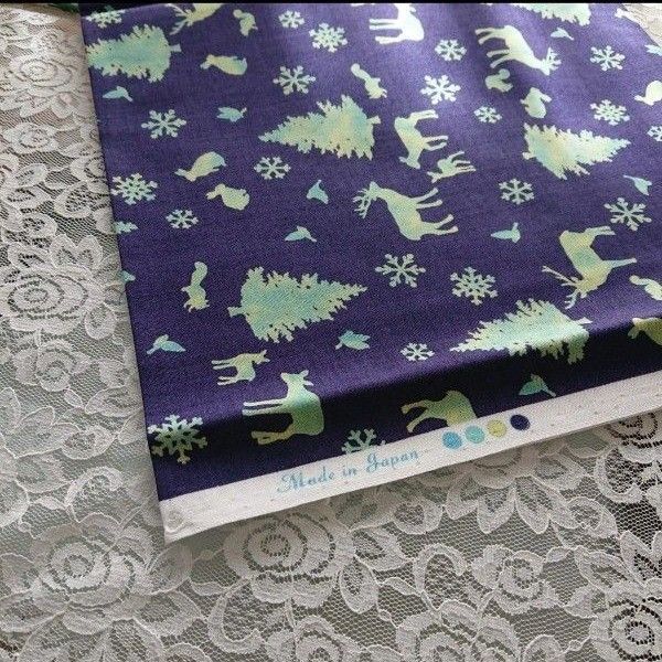 2m クリスマス カラー プリントもみの木 トナカイコットン 綿100 シーチング