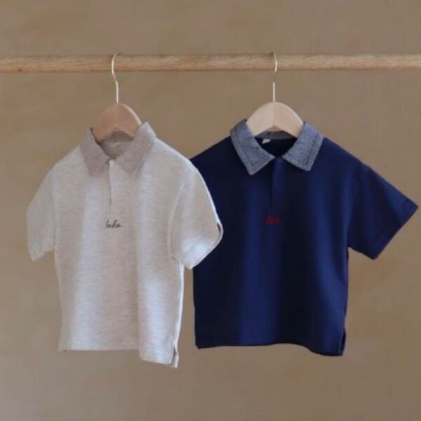 kokokids check collar tops チェック襟 半袖トップス