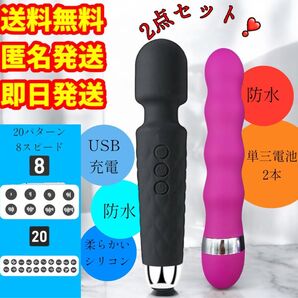 【お得な2点セット!】【送料無料】USB充電 強力 静音 振動 防水