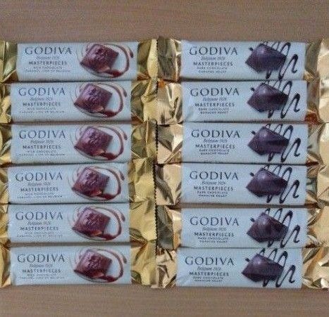 GODIVA チョコレート マスターピースバー ダークチョコレート、ミルクチョコレートキャラメル 12個