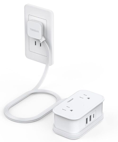 延長コード1m タイプc TESSAN 電源タップ usb付き コンセントタップ 4個AC差込口 1type-C 2type-A
