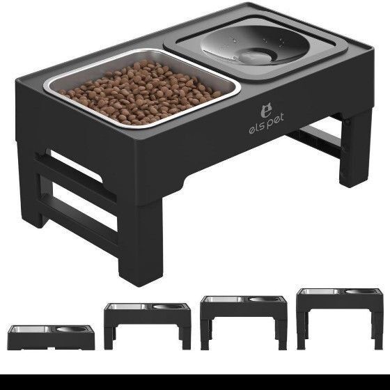 【新品未使用品】 犬 餌台 ペット 食器 フードボウル 食器台 4段階 高さ調節可能 餌入れステンレスボウル 食器 フードボウル