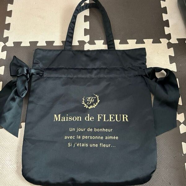 Maison de FLEUR ダブルリボンバッグ ブラック メゾンドフルール トートバッグ