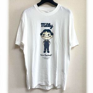 未使用タグ付き L 綿100% ペコちゃん 不二家 サンリオ 半袖プリントTシャツ ホワイト ユニセックス 男女兼用