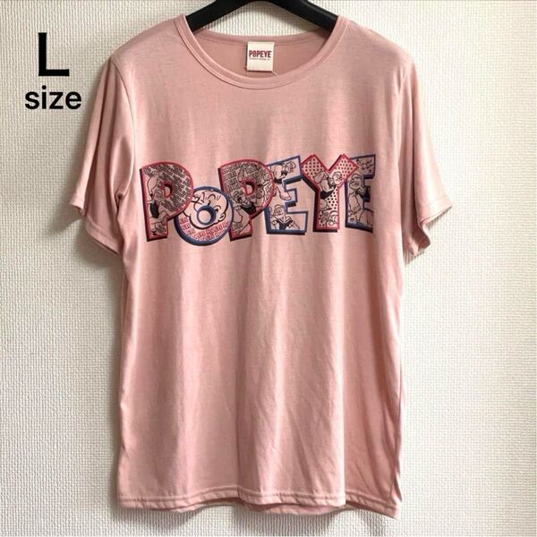 未使用タグ付き Lサイズ ポパイ 半袖プリントTシャツ ピンク ユニセックス 男女兼用