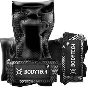 【未使用】ボディテック パワーグリップ 筋トレ ラバーグリップ 手首サポーター 握力補助 トレーニング グローブ 懸垂 左右セット