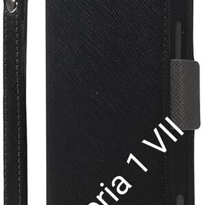【未使用】【Corallo】 Xperia 1 VII 対応 ケース 手帳型 カーど NU ブラック×ニュートラルグレー