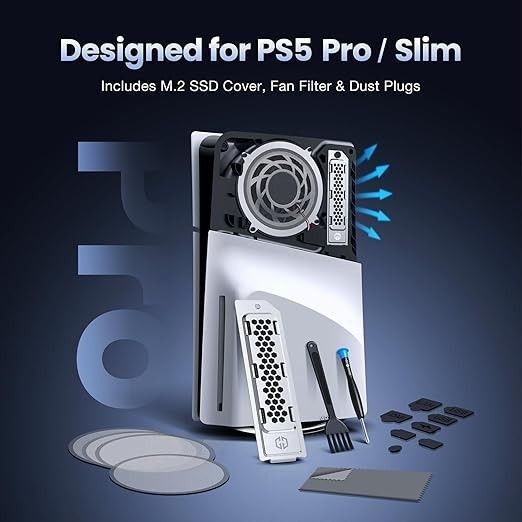 【未使用】【PS5 Pro/Slim対応】GRAUGEAR PS5用冷却・防塵キット| (PS5 Pro/PS5 Slim)