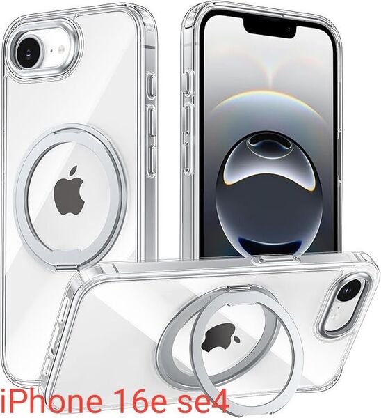 【未使用】iPhone 16e 用 ケース Magsafe対応 アイフォン16e カバー 360°回転スタンド Uovon クリア