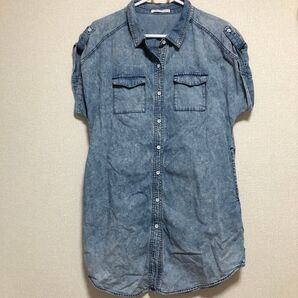 デニムシャツワンピース ブルー M