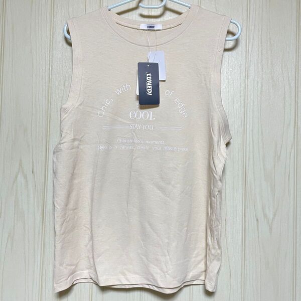 しまむら タンクトップ ベージュ M 新品 ノースリーブ lunedi