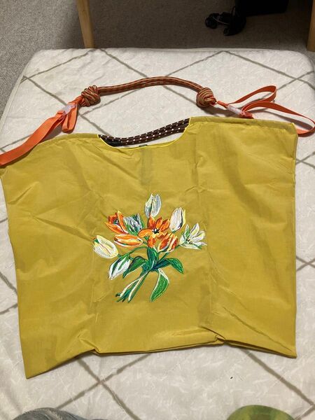 花刺繍エコバッグ Lサイズ