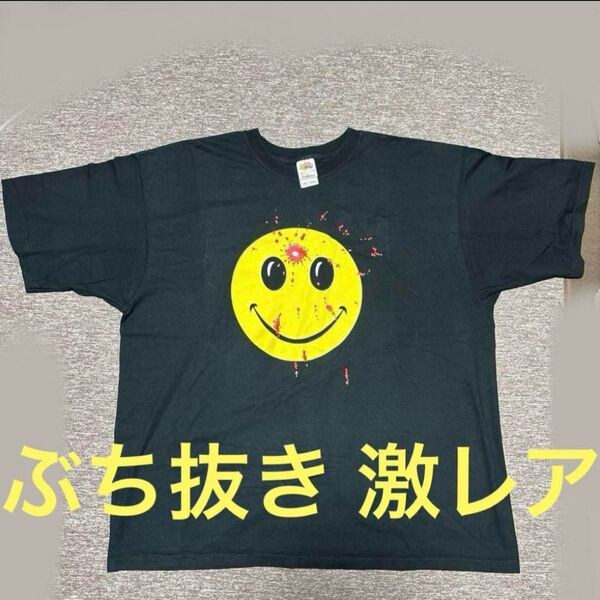 90's ぶち抜きスマイル フルーツオブザルームタグ ガンショット smile Tシャツ USA製 半袖 ヴィンテージ
