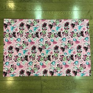 【f081】ヴィンテージシーツ ピローケース 50cm×74cm キャラクター ディズニー ミニーちゃん リメイク用生地 布 アメリカ買付 送料無料