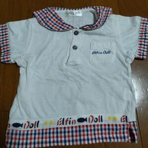 Elfin Doll キッズ セーラーTシャツ ポロシャツ ホワイト チェック
