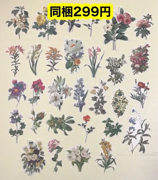 【植物 花 ステッカー①】フラワー フレークシール シール おすそ分けファイル 交換便 ほぼ日 コラージュ デコ 日記