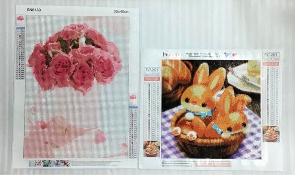 ダイヤモンドアート 完成品 セット⑦ うさぎ アニマル 花 ハンドメイド ダイヤモンドペイント ラウンド スクエア