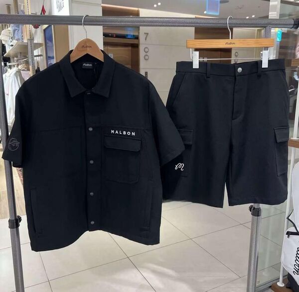 MALBON マルボンゴルフ メンズ ショートスリーブシャツ パンツ 2点セット