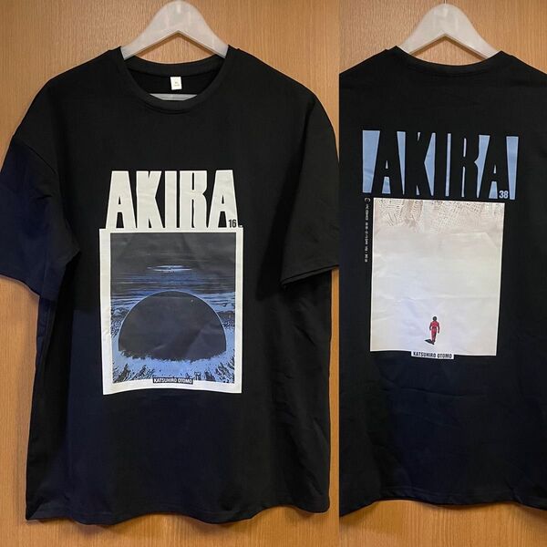 XLサイズ 両面プリント AKIRA 大友克洋アキラ アニメTシャツ 黒 ネオ東京 金田正太郎 島鉄雄 SF ビッグプリント 半袖