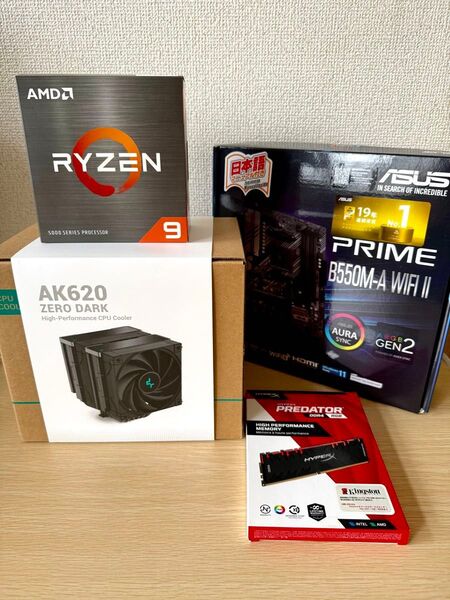 【美品セット】5900X(12コア)/マイクロATXマザーボード/メモリ/空冷CPUクーラー の4点セット パッケージ付き