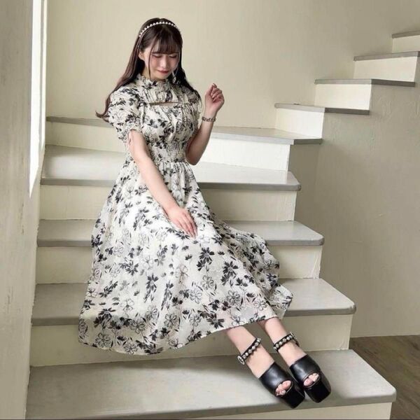 evelyn バストカット花柄OP ワンピース
