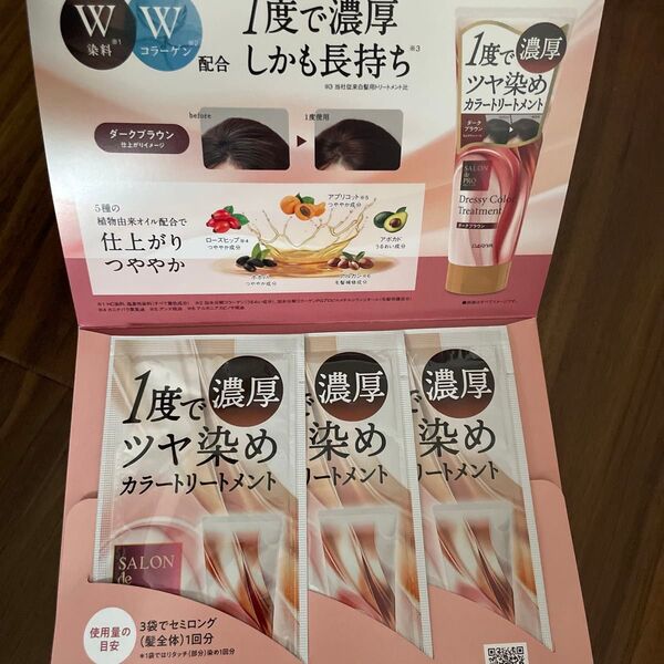 ダリヤ サロンドプロ ドレッシーカラートリートメント ダークブラウン×3包 白髪染め ヘアカラー