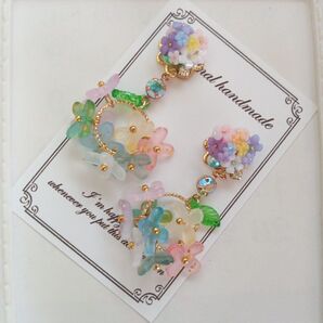 ハンドメイド ビジューピアスイヤリング